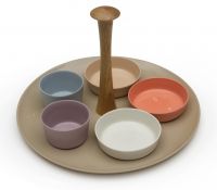 TAPAS SET Набор для закусок, включая 5 тарелок, фарфор, дерево орех