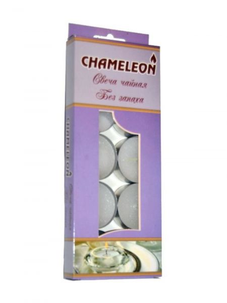 Свечи чайные в гильзе без запаха 10шт 15мм 2-4часа CHAMELEON