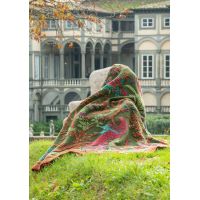 Плед Frati PARADISIACO VERDE зеленый с красным 150x190 см, шерсть 80% полиэстер 20%, 900г
