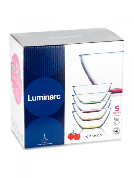 Набор салатников КОСМОС 5шт (4х12.5см+20см) с цветным дном LUMINARC