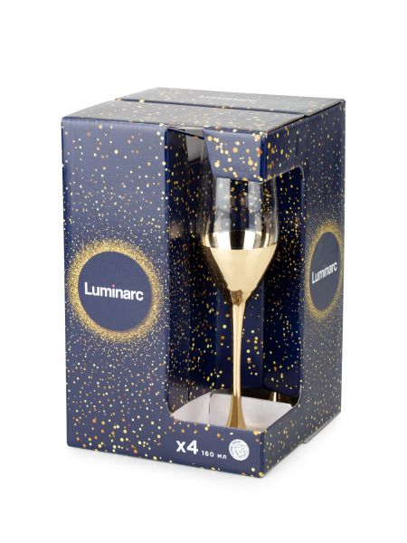 Набор бокалов для шампанского СЕЛЕСТ ЭЛЕКТРИЧЕСКОЕ ЗОЛОТО 4шт 160мл LUMINARC