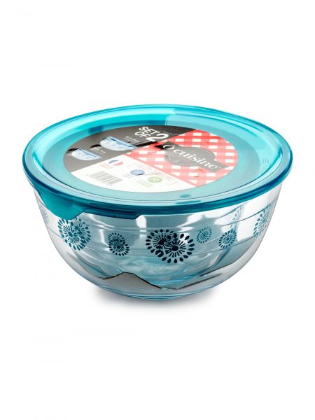 Набор мисок для смешивания с крышками O CUISINE 2шт 1л+2л декорированные PYREX