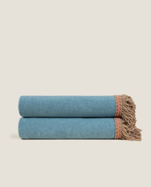 Плед Frati SOFT BAMBOO PAVONE с тесьмой Rousseau бирюзовый, 160х200 см, бамбук 40% полиэстер 60%, 820г
