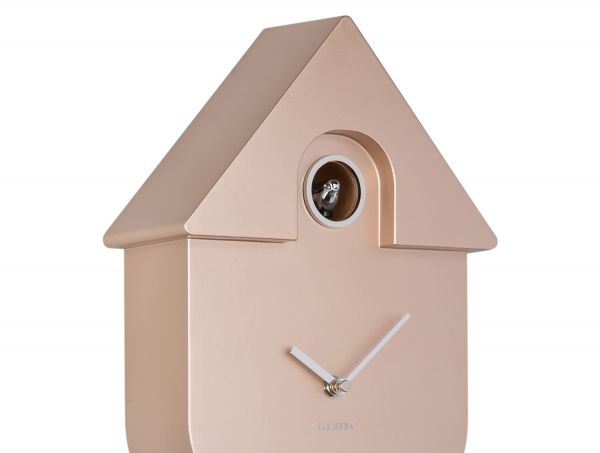 Часы настенные с кукушкой Karlsson CUCKOO, розовое золото, пластик, 21.5х8.5 см, батарейки 3x AA (не входит в комплект) Present Time
