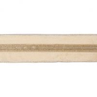 VELV.BRAID TRIM RIBBON CRM/GLD 6,4CM/5Y Лента на елку вельветовая кремовая с золотом ширина 6,4 см