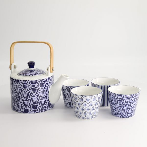 Набор Nippon Blue чайник 0.8 л + 4 чашки 180 мл, фарфор TOKYO DESIGN
