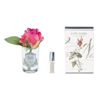Бутон розы диффузор ROSE BUD Magenta, ярко-розовый, прозрачная ваза, 1 спрей 5 мл