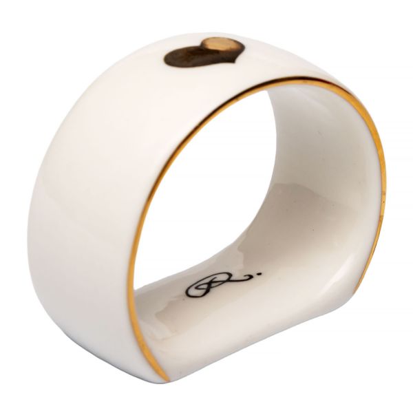 Держатель кольцо для салфеток Rory Dobner GOLD LOVE HEART , фарфор