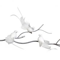 Птички голуби на клипсе белый 18 см (набор 3шт)