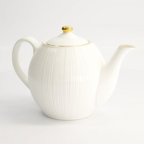Чайник Nippon White Gold 24x16.5 см, 1300 мл, рисунок Lines, фарфор TOKYO DESIGN
