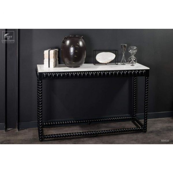 Black console white marble Консоль 130х40 Н 84 см, дерево, белый мрамор