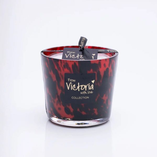 Свеча ароматическая Victoria with Love Dots red 400гр, выдувное стекло