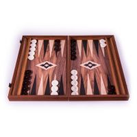 BACKGAMMONНарды с боковыми стойками, 48x30см, дерево орех рисунок черный + дуб, ручная работа