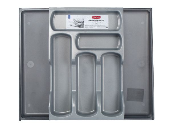 Лоток для приборов AKCESORIA KUCHENNE BASIC серебристый/графитовый раздвижной CURVER
