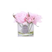 FIVE ROSE french pink Букет из 5 роз ароматизированный, цвет розовый, прозрачная ваза, 2 спрея по 5