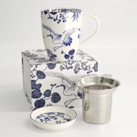 Набор кружка с ситечком и крышкой Flora Japonica 340 мл, фарфор TOKYO DESIGN
