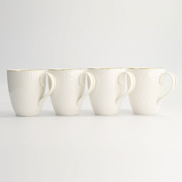 Набор кружек Nippon White Gold 4 шт, 8.5x10.2 см, 340 мл,фарфор TOKYO DESIGN
