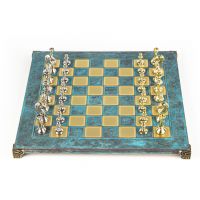 CLASSIC METAL CHESSШахматы классические, 36х36 см, золото с серебром, патина, бирюзовый, металл