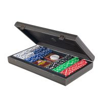 POKER SETНабор для покера (карты 300 шт ) 39х22 см, дерево, черная эко-кожа