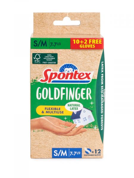 Перчатки одноразовые GOLDFINGER S/M 10+2шт SPONTEX