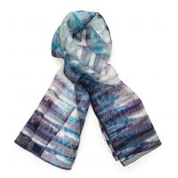 STRIPES Шаль ,синие полосы, 45/160 шелк