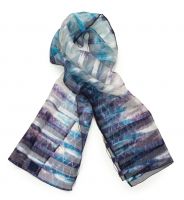 STRIPES Шаль ,синие полосы, 45/160 шелк