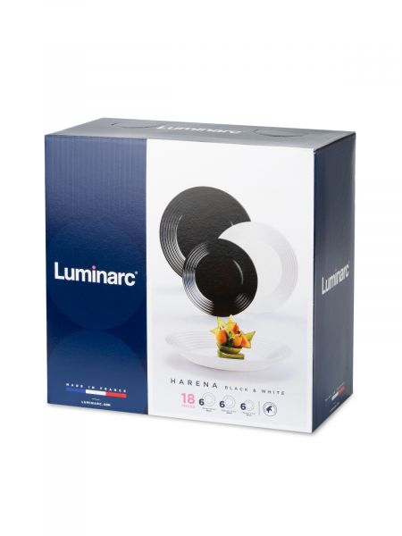 Набор столовый АРЕНА ЧЕРНО-БЕЛЫЙ 18пр LUMINARC