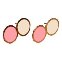 Серьги-гвоздики, эмаль, кремовый и розовый, бронза, застежка серебро 925Длина 2,8 см