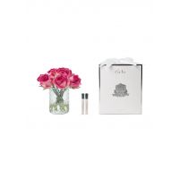 HERRINGBONE CLEAR MAGENTA rose budsБукет розы, цвет ярко-розовый, ваза стекло рельеф 'ёлочка', 2 с