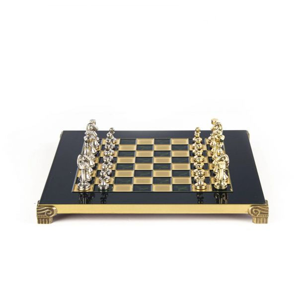 CLASSIC METAL CHESSШахматы классические, золото с серебром, зеленый, 28х28 см, металл