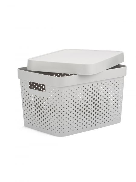 Коробка INFINITY перфорированная с крышкой 17л серая CURVER