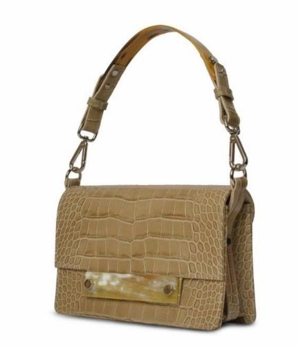 Сумка CROSSBODY BEIGE бежевая телячья кожа, декор из рога (дополнительная опция -