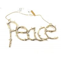 Елочное украшение надпись PEACE, золотой, 20 см