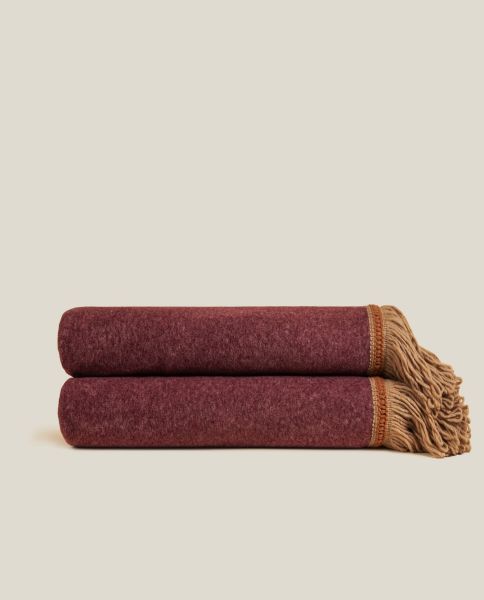 Плед SOFT BAMBOO BURGUNDY с тесьмой BRIGITTE, бордовый, 160х200 см, бамбук 40% полиэстер 60%, 820г FRATI HOME
