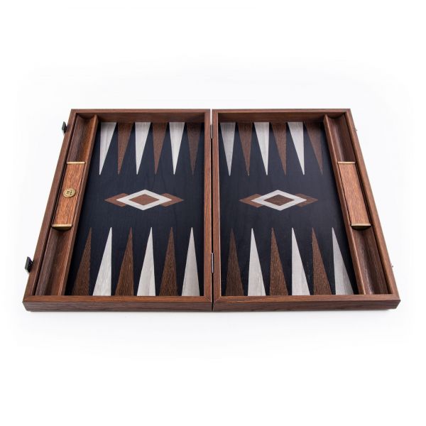 BACKGAMMON Нарды с боковыми стойками, 48x30 см, рисунок венге + дуб, ручная работа,