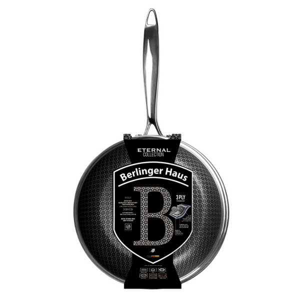 Сковорода 24 см, серебристый-черный Eternal BERLINGER HAUS