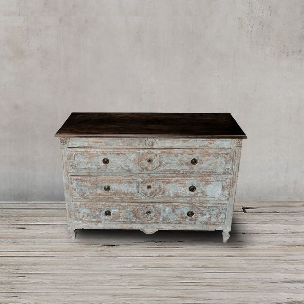 Комод Луи XVI 19 век Франция 134x56.5x92 см Grey Blue ROOMERS ANTIQUE