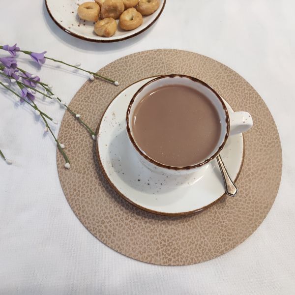 Сервировочная салфетка из натуральной кожи круглая 24 см, цвет песочный, Hippo LIND DNA 981315