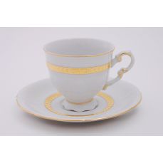 Набор чашек высоких с блюдцем 6 шт 150 мл Золотой кант 07160414-1239 LEANDER