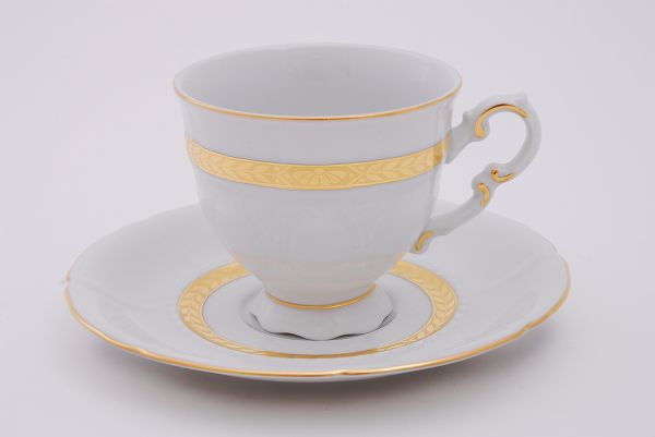 Набор чашек высоких с блюдцем 6 шт 150 мл Золотой кант 07160414-1239 LEANDER