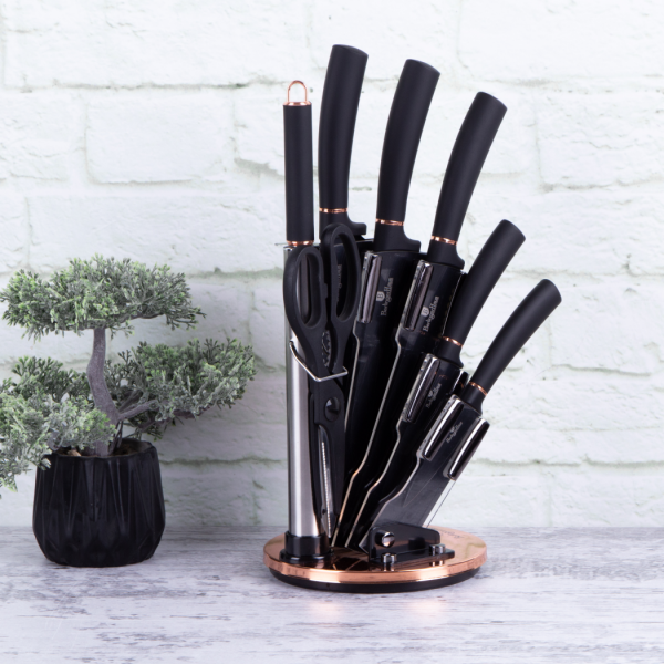 Набор ножей 8 предметов с акриловой подставкой, Berlinger Haus, black/rose gold, черный     (6)     BH/2421N