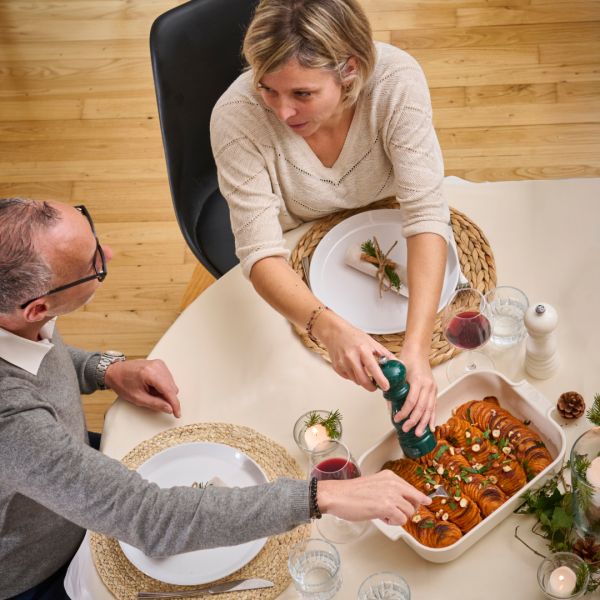 Набор мельниц для соли и перца на подствке, 6 степеней помола, 15 см, дерево, зеленый, белый, Paris u'select PEUGEOT