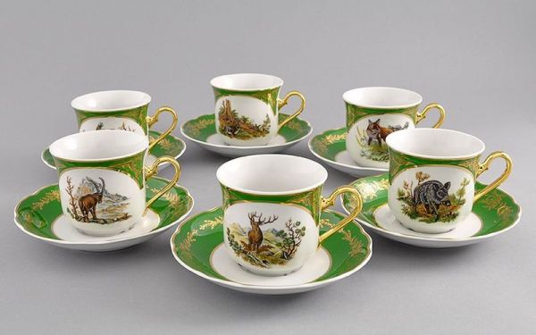 Набор чашек 200 мл с блюдцем Мэри-Энн 6 шт Царская охота 03160415-0763 LEANDER