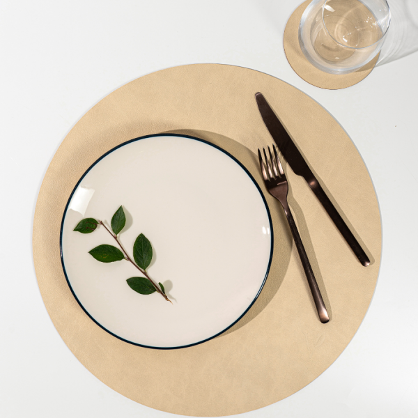 Подставка под кружку из кожи круглый 11 см кремовый 11 см, NUPO Vero 523005
