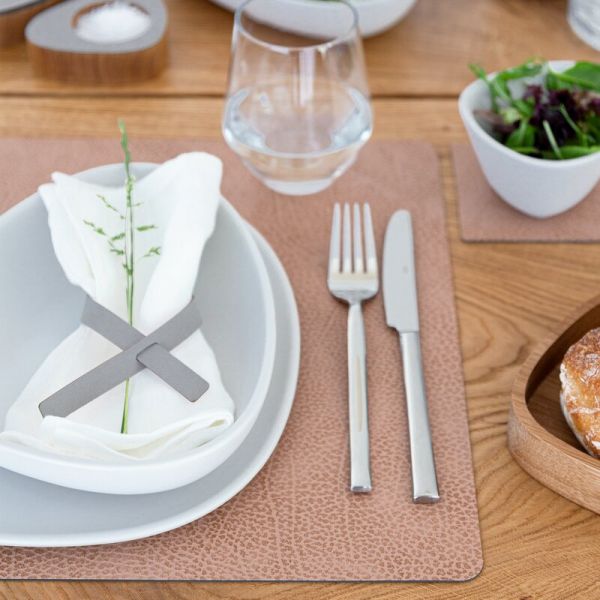 Сервировочная салфетка из натуральной кожи прямоугольная 30х40 см, цвет натуральный розовый, LIND DNA 990207