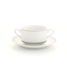 Набор чашек для супа с блюдцем Сабина 300 мл 6 шт Платиновая отводка 02160673-0011 LEANDER