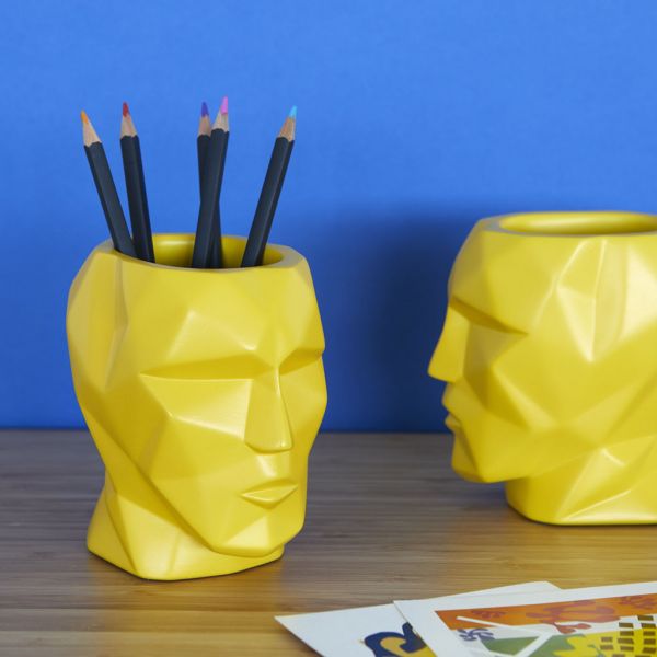 Подставка для канцелярских принадлежностей The Head желтый
