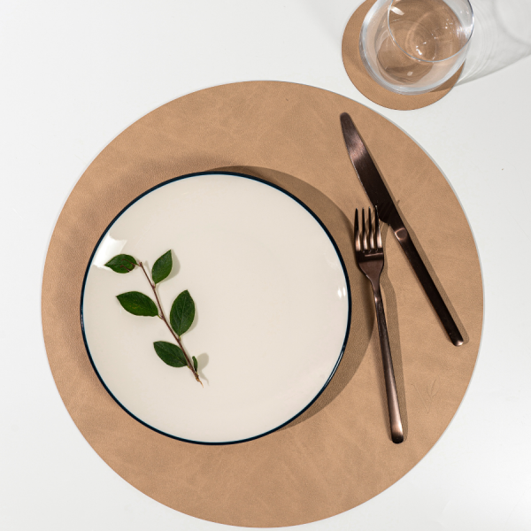 Подставка под кружку из кожи круглый 11 см песочный 11 см, NUPO Vero 523007
