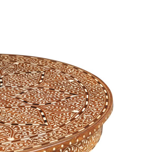 Стол кофейный XIX век, Индия 65 смx65 смx46 см Natural brown/ivory  ROOMERS ANTIQUE