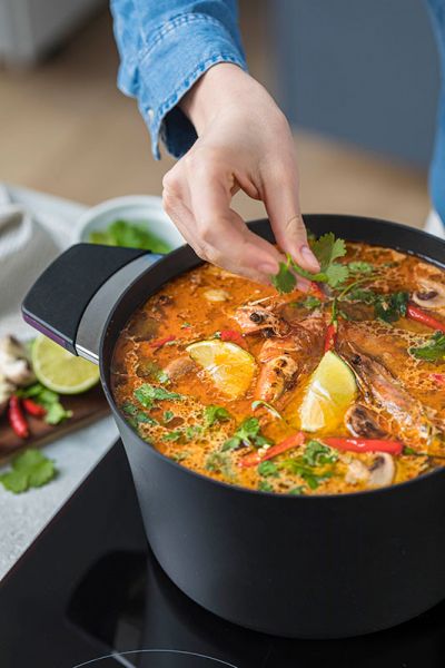 Кастрюля баклажановая Индукционная ?24cm, 4 л. С крышкой и цветной упаковкой     (3)     37400v